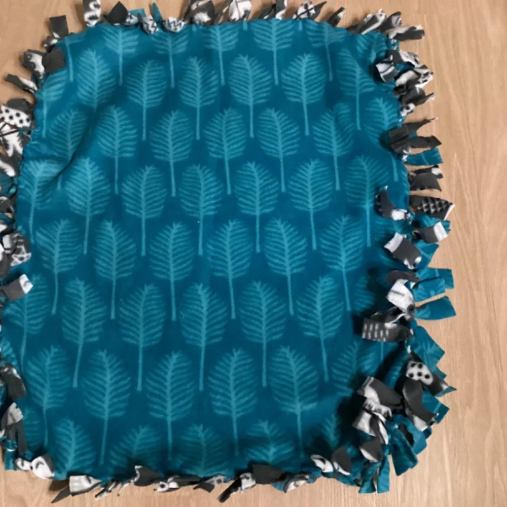 Handmade fleece tie blanket - Size 23”x28” - Woodland Bears Trees